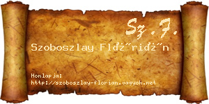 Szoboszlay Flórián névjegykártya